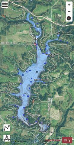 Lake Redstone 30 depth contour Map - i-Boating App - Satellite