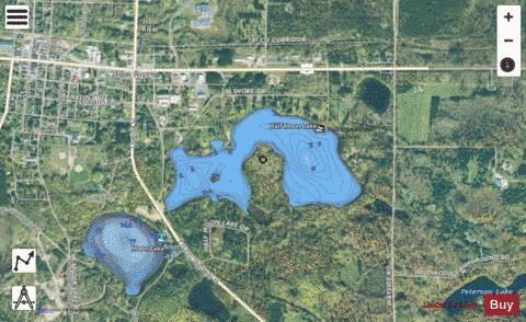 Half Moon Lake depth contour Map - i-Boating App - Satellite