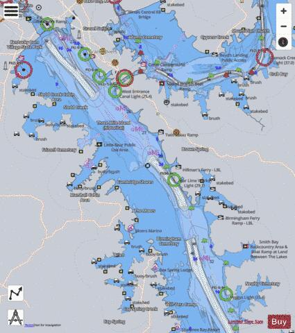 Kentucky Left One depth contour Map - i-Boating App - Satellite
