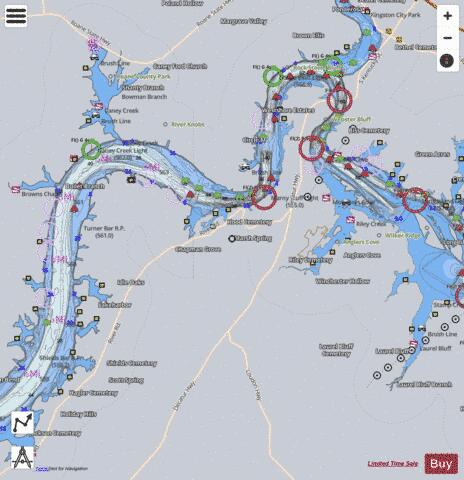 Watts Bar Third depth contour Map - i-Boating App - Satellite