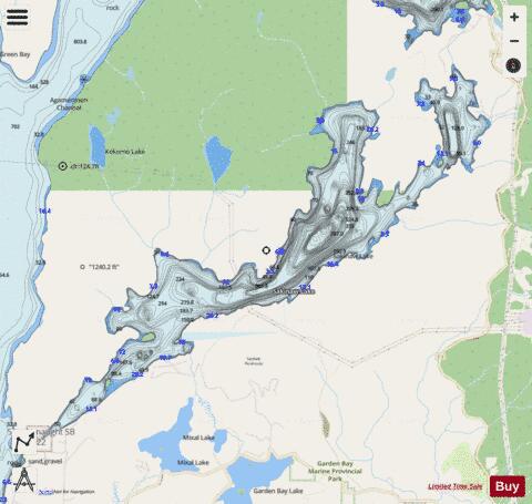 Sakinaw Lake depth contour Map - i-Boating App - Streets