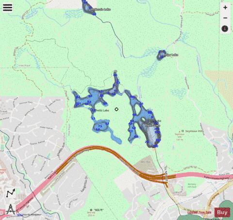 Thetis Lake depth contour Map - i-Boating App - Streets