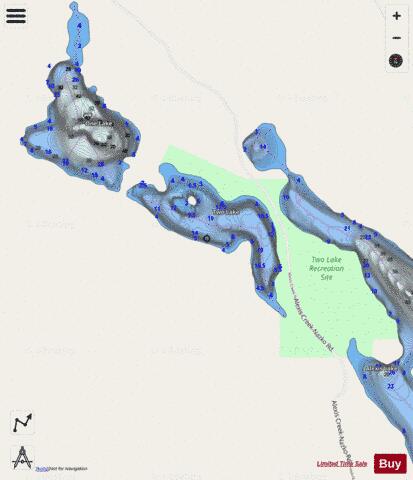 Two Lake depth contour Map - i-Boating App - Streets