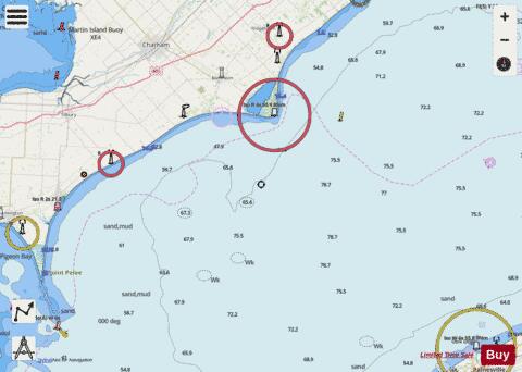 Pointe aux Pins to\a Point Pelee Marine Chart - Nautical Charts App - Streets