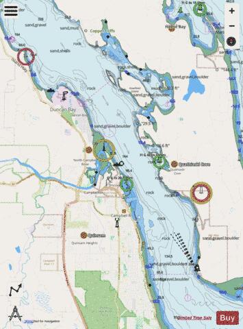 Approaches to\Approches a Campbell River Marine Chart - Nautical Charts App - Streets