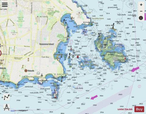 Approaches to\Approches a Oak Bay Marine Chart - Nautical Charts App - Streets