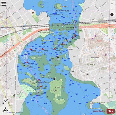 RAPIDES DE VAUDREUIL Marine Chart - Nautical Charts App - Streets