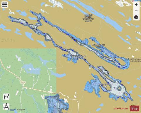 Muldrew Lakes (North and South) depth contour Map - i-Boating App - Streets