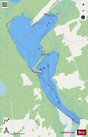 Isaac Lake depth contour Map - i-Boating App - Streets