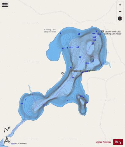Cushing Lake depth contour Map - i-Boating App - Streets
