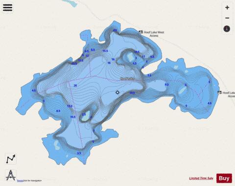 Hoof Lake depth contour Map - i-Boating App - Streets