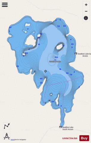 Swallow Lake depth contour Map - i-Boating App - Streets