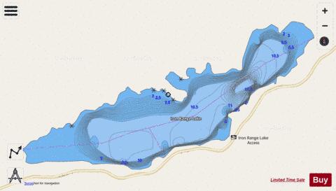 Iron Range Lake depth contour Map - i-Boating App - Streets