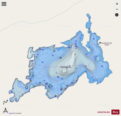 Sauerbrei Lake depth contour Map - i-Boating App - Streets