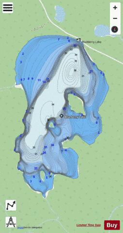 North Hodgins Lake (Blueberry Lake) depth contour Map - i-Boating App - Streets