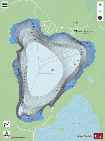 Ghost Lake depth contour Map - i-Boating App - Streets