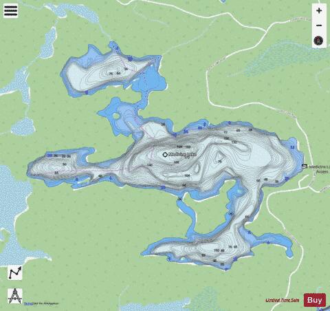 Medicine Lake depth contour Map - i-Boating App - Streets