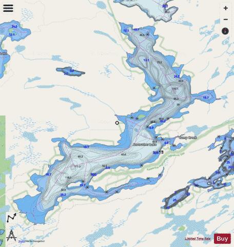 Anstruther Lake depth contour Map - i-Boating App - Streets
