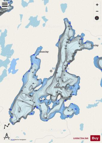 Mameigwess Lake depth contour Map - i-Boating App - Streets