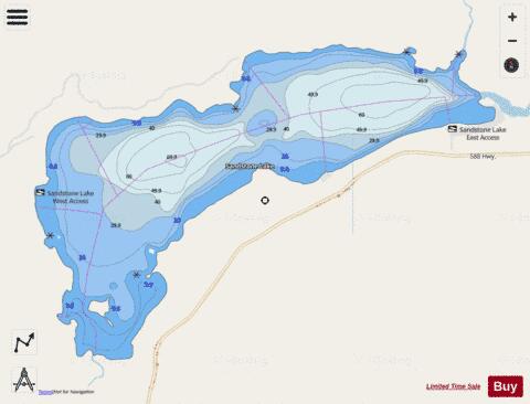 Sandstone Lake depth contour Map - i-Boating App - Streets