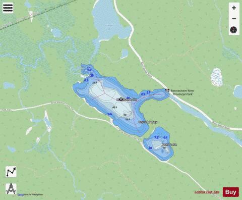 Couchain Lake depth contour Map - i-Boating App - Streets