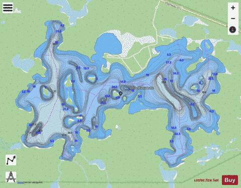 Little Wawa Lake depth contour Map - i-Boating App - Streets