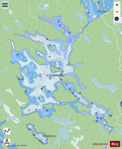 Ministic Lake depth contour Map - i-Boating App - Streets