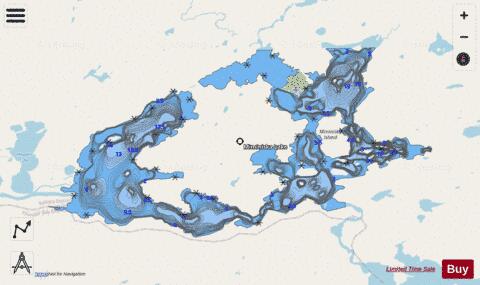 Miminiska Lake depth contour Map - i-Boating App - Streets