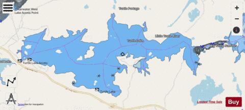 Turtle lake depth contour Map - i-Boating App - Streets
