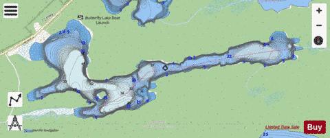 Butterfly Lake depth contour Map - i-Boating App - Streets