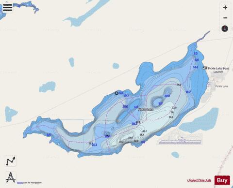 Pickle Lake depth contour Map - i-Boating App - Streets