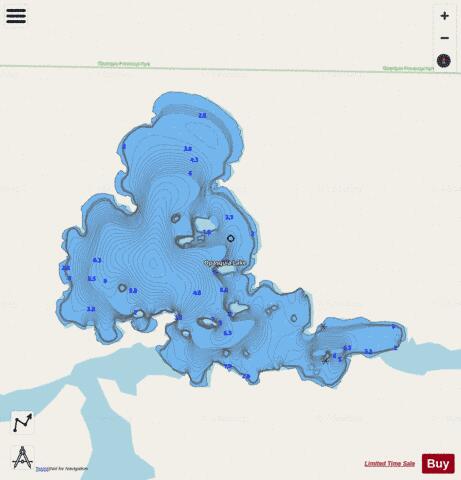 Opasquia Lake depth contour Map - i-Boating App - Streets