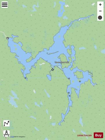 Threecorner Lake depth contour Map - i-Boating App - Streets
