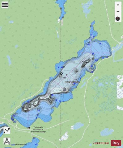 Lower Twin Lake depth contour Map - i-Boating App - Streets