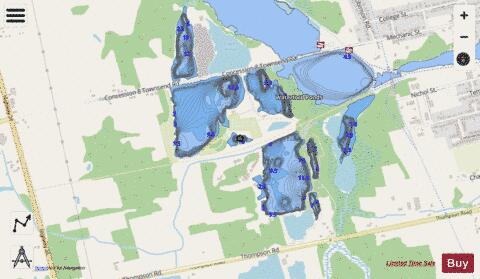 Waterford Ponds depth contour Map - i-Boating App - Streets