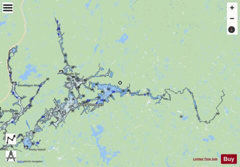 Rocky Island Lake depth contour Map - i-Boating App - Streets