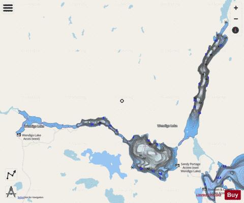 Wendigo Lake depth contour Map - i-Boating App - Streets