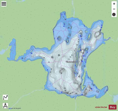Caribou Lac Du depth contour Map - i-Boating App - Streets
