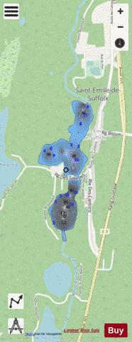Saint Emile Lac depth contour Map - i-Boating App - Streets