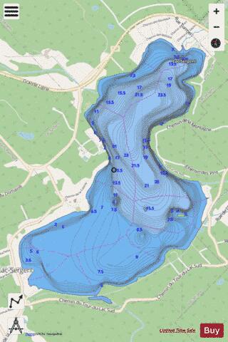 Sergent Lac depth contour Map - i-Boating App - Streets