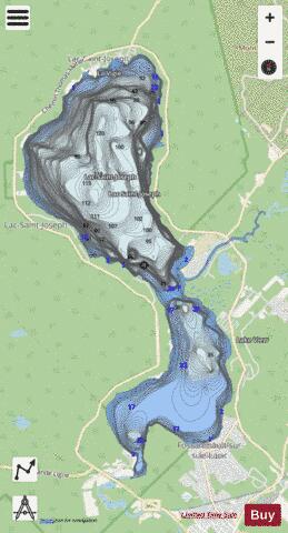 Lac St-Joseph depth contour Map - i-Boating App - Streets