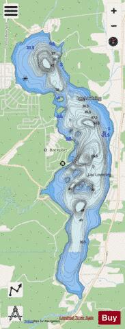 Lovering, Lac depth contour Map - i-Boating App - Streets