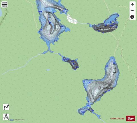 Lezards, Petit lac aux depth contour Map - i-Boating App - Streets