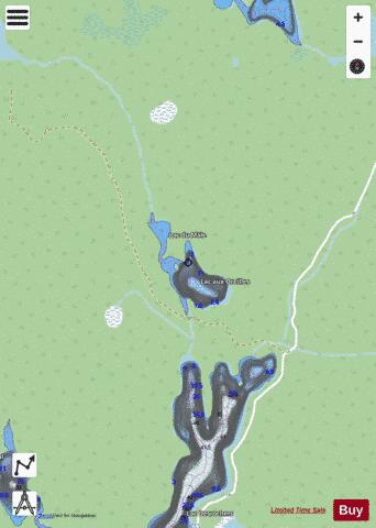 Oreilles, Lac aux depth contour Map - i-Boating App - Streets