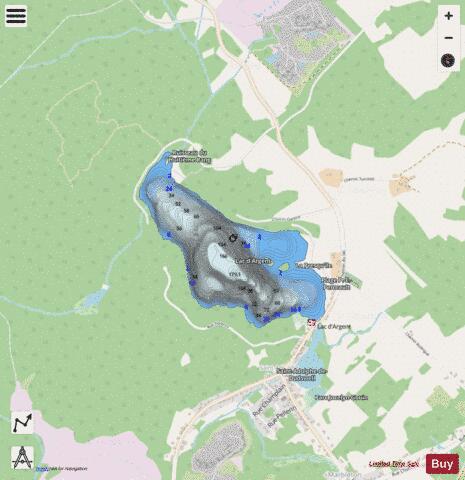Lac Du Silver depth contour Map - i-Boating App - Streets