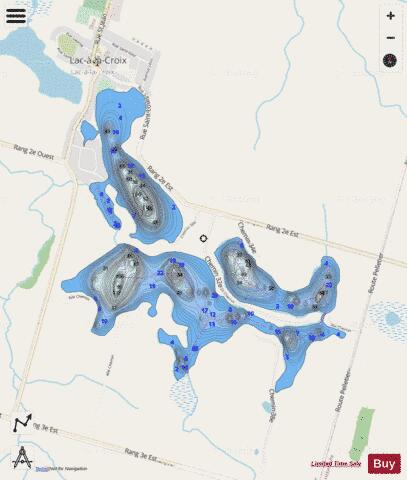 Lac A La Croix A depth contour Map - i-Boating App - Streets