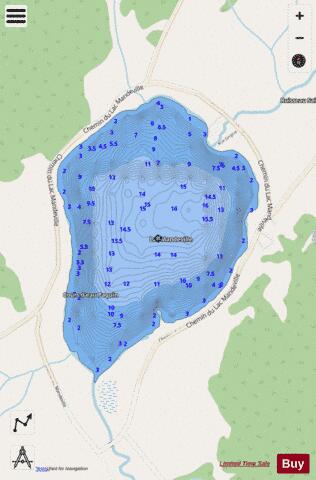Mandeville  Lac depth contour Map - i-Boating App - Streets