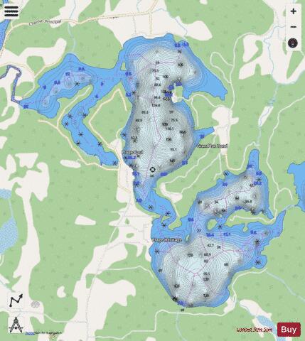 Grand Lac Rond depth contour Map - i-Boating App - Streets