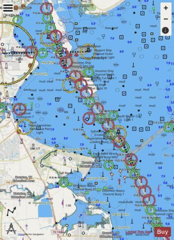 UPPER GALVESTON BAY Marine Chart - Nautical Charts App - Streets