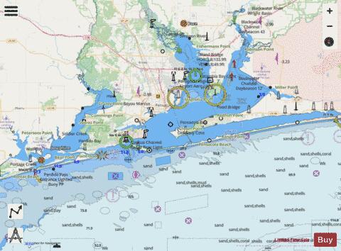 PENSACOLA BAY AND APPROACHES Marine Chart - Nautical Charts App - Streets